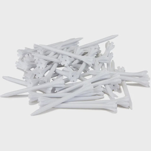 Long 2 3/4" White Plastic Fly Tee's 100 Pack
