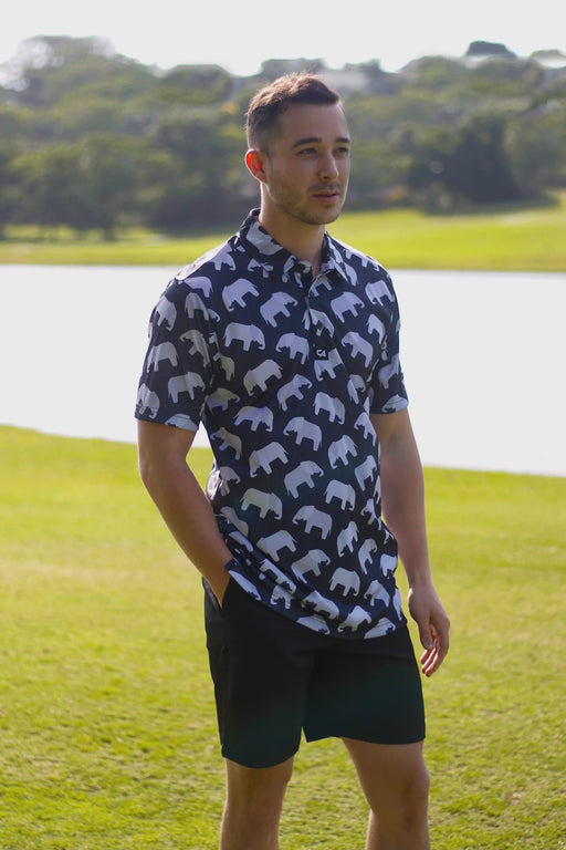 CA Funky Golf Shirt | Geometric Elephants