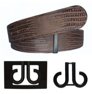 Druh Lizard Leather Belt Including 2 Buckles