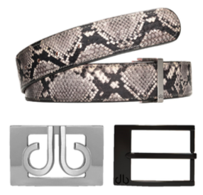 Druh Textured Snakeskin Leather Belt Including 2 Buckles
