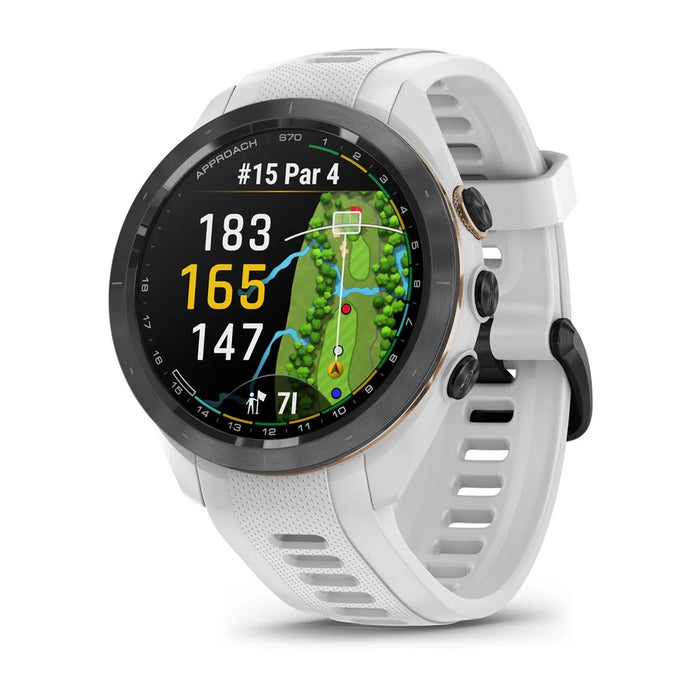 Garmin Approach S70 - 42mm, BLACK CERAMIC BEZEL WITH WHITE SILICONE BAND